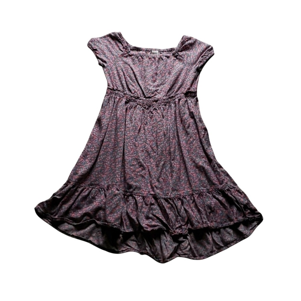 OshKosh B'gosh Dress Girls 6/6X Purple Floral Short Sleeve Ruffle Sundress